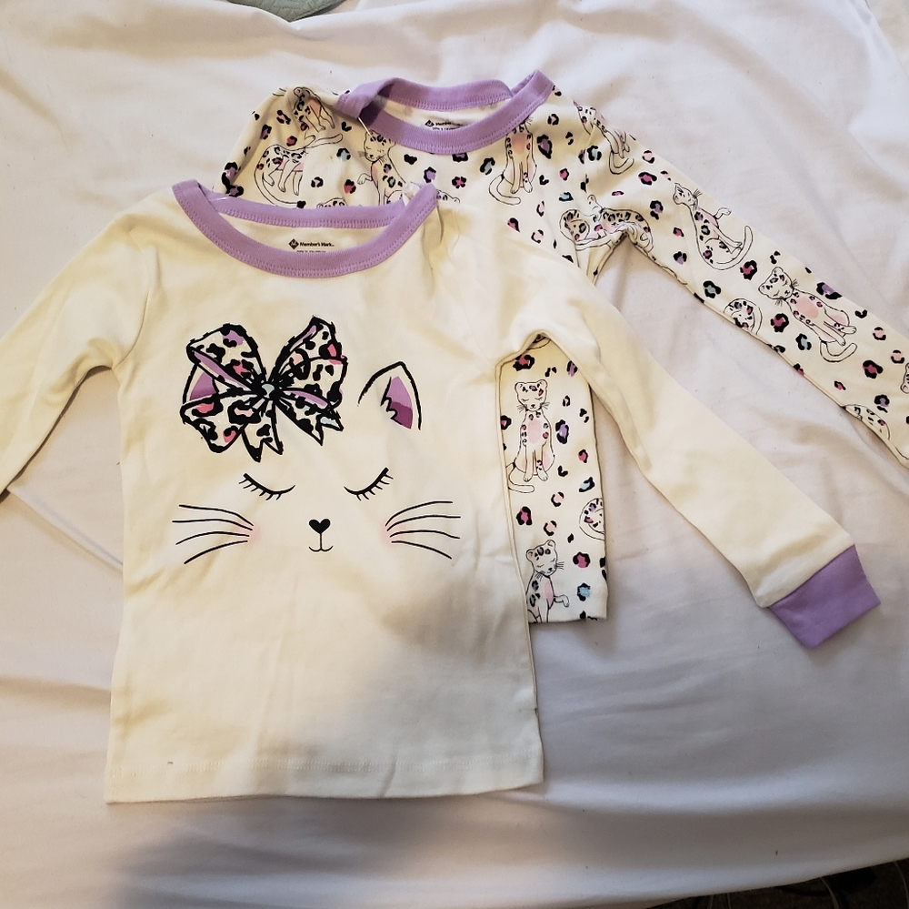 Girl's Cat Sleepshirts (Pajamas) - 2 Pack